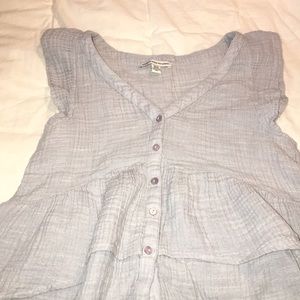 AE Light Blue Ruffle Top